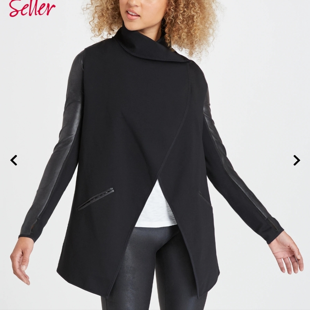 SPANX Women's Drape Front Jacket, Black, 3x